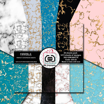 Gladtogift Marble Paper pack 12x12 size Theme,  Scrapbook Kit(DIY)