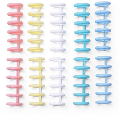 ZEIXERA 10Pcs Binding Ring, 6-Hole Round Binding Spines Combs 12mm/0.5in Spine Diameter A4 Notebook plastic binding combs 80 Pages(Multicolor, Pack of 10)