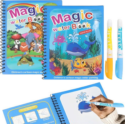 Paradise Magic Copy Book for Kids | Pack of 2 Magic Book Set With Water Pen | Theme,  Scrapbook Kit(DIY)