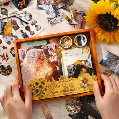 TATSAM 346pcs Aesthetic Journal Supplies Kit, Perfect for Gifting, Poetic Year Theme,  Scrapbook Kit(DIY)