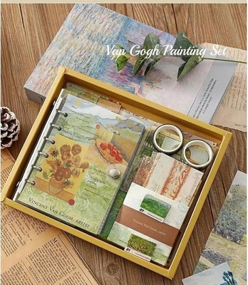 LANLOY 346pcs Aesthetic Journal Supplies Kit, Perfect for Gifting, Van Gogh Yellow Theme,  Scrapbook Kit(DIY)