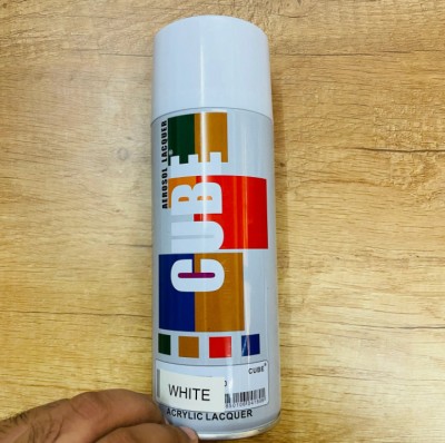 CUBE ® Cube Aerosol Acrylic For Bike, Cycle, Scooty, Car, Metal, Fiber, Furniture White Spray Paint 500 ml(Pack of 1)