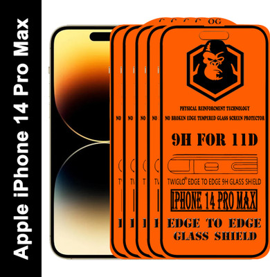 TWIGLO Edge To Edge Tempered Glass for apple IPHONE 14 PRO MAX(Pack of 5)