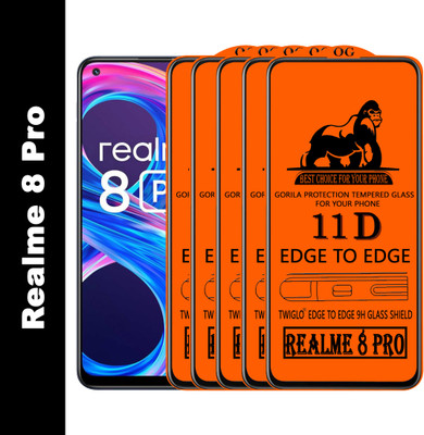TWIGLO Edge To Edge Tempered Glass for REALME 8 PRO(Pack of 5)