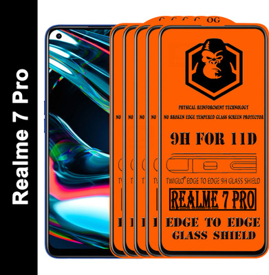TWIGLO Edge To Edge Tempered Glass for REALME 7 PRO(Pack of 5)