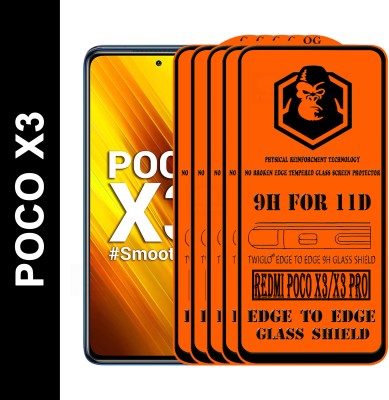 TWIGLO Edge To Edge Tempered Glass for POCO X3(Pack of 5)