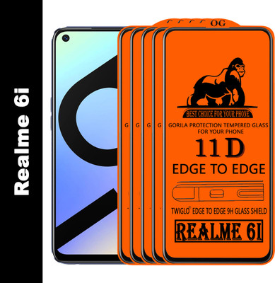 TWIGLO Edge To Edge Tempered Glass for REALME 6I(Pack of 5)