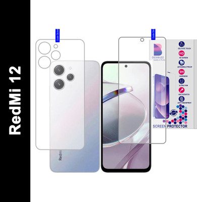 DESIBUZZ Front and Back Tempered Glass for Redmi 12, {Flexible}(Pack of 2)