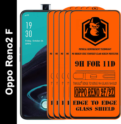TWIGLO Edge To Edge Tempered Glass for Oppo Reno2 F(Pack of 5)