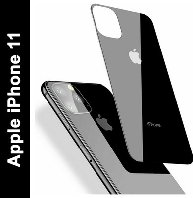 VOLMERE Back Tempered Glass for Apple iPhone 11 Black Glossy Back Tempered Glass, With Apple Logo(Pack of 1)