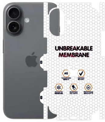 FABEKEE Back Screen Guard for iPhone 16 Back Screen Protector Guard | Matte Back & All Side Screen Guard - Fingerprint Support|Matte|HD+(Pack of 1)