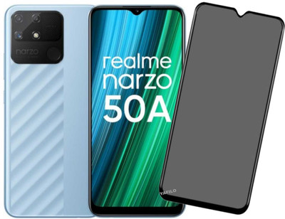 YAFILO Back Screen Guard for Realme Narzo 50A / 50i / 50A Prime Edge To Edge Privacy Tempered Glass With Easy Self Installation Kit For Smartphone | Black(Pack of 1)