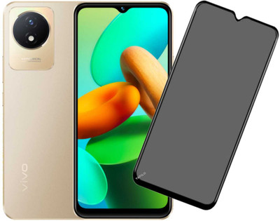 YAFILO Back Screen Guard for Vivo Y02 / Y02T / Y02S Edge To Edge Privacy Tempered Glass With Easy Self Installation Kit For Smartphone | Black(Pack of 1)