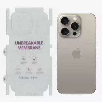 CallSmith Back Screen Guard for Apple iPHone 15 Pro Matte Finish Unbreakable Membrane Screen Guard With Sides Coverage ( Not Tempered Glass )(Pack of 1)