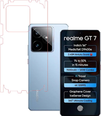 VAYUVAULT Back Screen Guard for realme Gt 7, Back Screen Guard Glossy finish, Back Screen Guard With Side(Pack of 1)