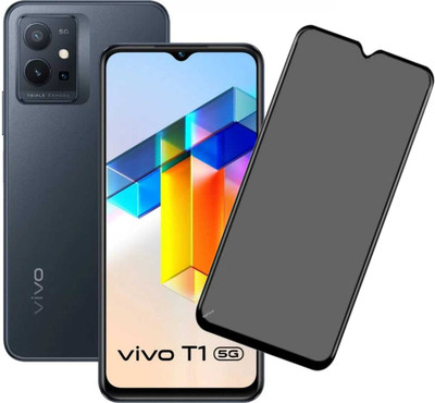 YAFILO Back Screen Guard for Vivo T1 5G / Y75 5G Edge To Edge Privacy Tempered Glass With Easy Self Installation Kit For Smartphone | Black(Pack of 1)
