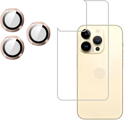 Tech Konnect Back Screen Guard for iPhone 14 Pro Max, iPhone 14 Pro Max Camera Lens Ring Protector with Back Protective Film ( Gold)(Pack of 2)