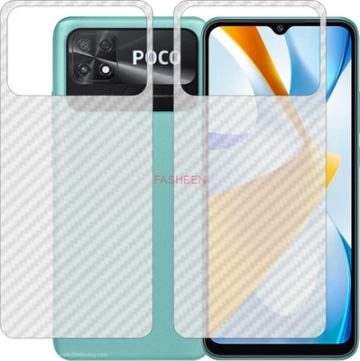 Fasheen Back Screen Guard for MI POCO C40 (3D Carbon Fiber Finish)(Pack of 2)