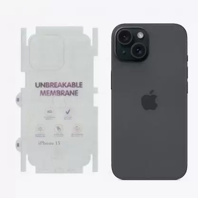 VOLMERE Back Screen Guard for Apple iPhone 15 Matte Finish Unbreakable Membrane Screen Guard With Sides Coverage( Not Tempered Glass )(Pack of 1)