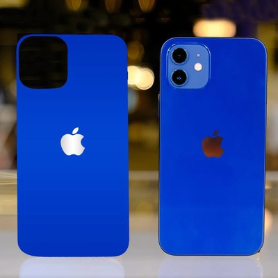 CallSmith Back Tempered Glass for Apple iPhone 12 Mini Dark Blue Back Tempered Glass, With Apple Logo(Pack of 1)