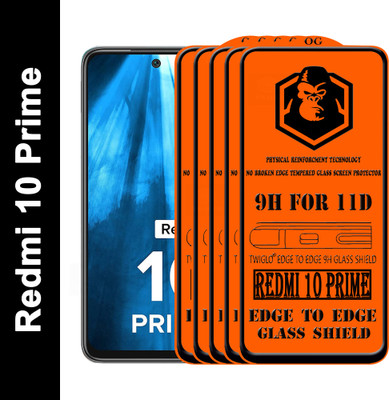 TWIGLO Edge To Edge Tempered Glass for REDMI 10 PRIME(Pack of 5)