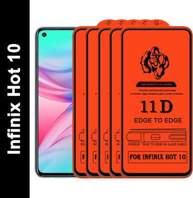 Roxel Edge To Edge Tempered Glass for Infinix Hot 10(Pack of 5)