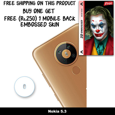 ARBAN Camera Lens Protector for Nokia 5.3 FREE 1 3D EMBOSSED SKIN FOR MOBILE BACK WITH CUT C1S026(Pack of 1)