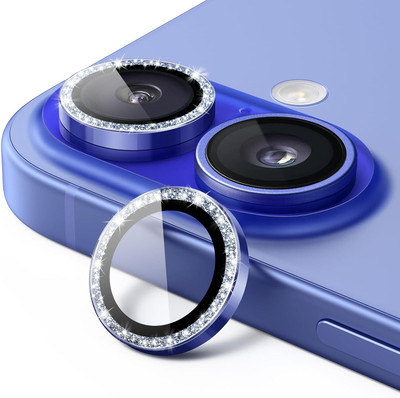 CASEKOO Back Camera Lens Glass Protector for Apple iPhone 16, Apple iPhone 16 Plus, Bling Glitter Individual 9H Tempered Glass(Pack of: 3)