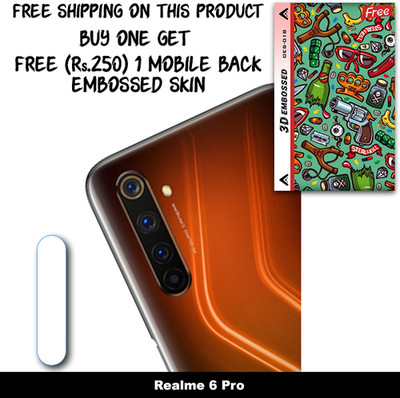 ARBAN Camera Lens Protector for Realme 6 Pro FREE 1 3D EMBOSSED SKIN FOR MOBILE BACK WITH CUT C1S018(Pack of 1)