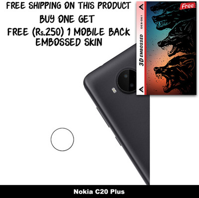 SOMTONE Camera Lens Protector for Nokia C20 Plus FREE 1 3D EMBOSSED SKIN FOR MOBILE BACK WITH CUT C1S061(Pack of 1)