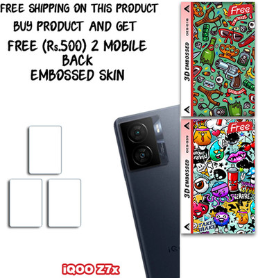 SOMTONE Camera Lens Protector for iQOO Z7x WITH FREE 500 RUPEES 2 3D EMBOSSED SKIN FOR MOBILE BACK CS018(Pack of 3)