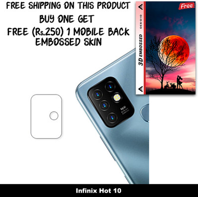 SOMTONE Camera Lens Protector for Infinix Hot 10 FREE 1 3D EMBOSSED SKIN FOR MOBILE BACK WITH CUT C1S010(Pack of 1)