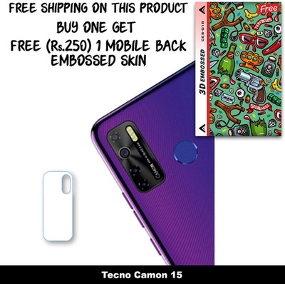 SOMTONE Camera Lens Protector for Tecno Camon 15 FREE 1 3D EMBOSSED SKIN FOR MOBILE BACK WITH CUT C1S018(Pack of 1)