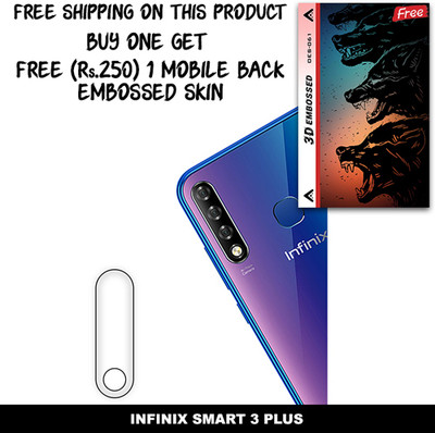 SOMTONE Camera Lens Protector for INFINIX SMART 3 PLUS FREE 1 3D EMBOSSED SKIN FOR MOBILE BACK WITH CUT C1S061(Pack of 1)