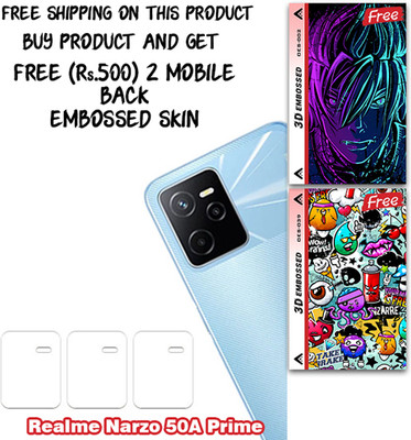 SOMTONE Camera Lens Protector for Realme Narzo 50A Prime WITH FREE 500 RUPEES 2 3D EMBOSSED SKIN FOR MOBILE BACK CS002(Pack of 3)