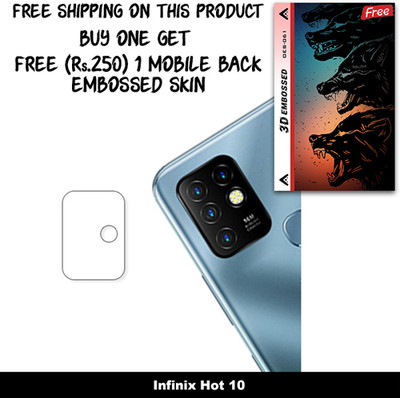 SOMTONE Camera Lens Protector for Infinix Hot 10 FREE 1 3D EMBOSSED SKIN FOR MOBILE BACK WITH CUT C1S061(Pack of 1)