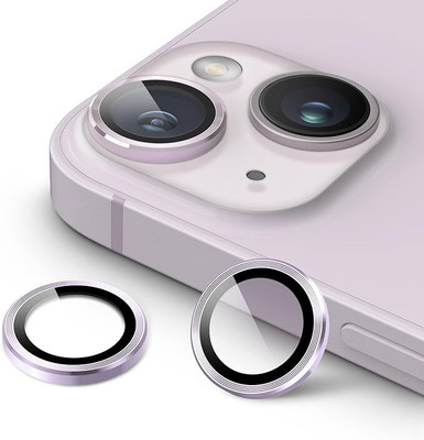 casual need Camera Lens Protector for iPhone 14 and 14 Plus Tempered Glass Aluminum Ring Cover, HD Clear, iPhone Camera Design Matching, Anti-Reflection, Anti-Scratch, Full Set (Purple)(Pack of 1)
