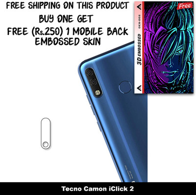 SOMTONE Camera Lens Protector for Tecno Camon iClick 2 FREE 1 3D EMBOSSED SKIN FOR MOBILE BACK WITH CUT C1S002(Pack of 1)