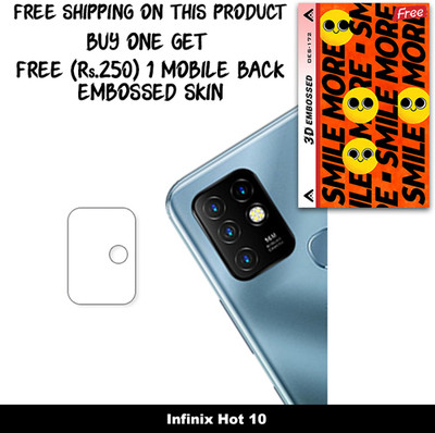 SOMTONE Camera Lens Protector for Infinix Hot 10 FREE 1 3D EMBOSSED SKIN FOR MOBILE BACK WITH CUT C1S172(Pack of 1)
