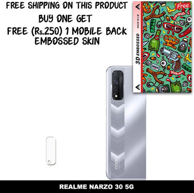 SOMTONE Camera Lens Protector for REALME NARZO 30 5G FREE 1 3D EMBOSSED SKIN FOR MOBILE BACK WITH CUT C1S018(Pack of 1)