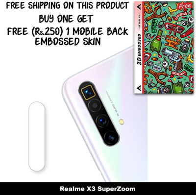 SOMTONE Camera Lens Protector for Realme X3 SuperZoom FREE 1 3D EMBOSSED SKIN FOR MOBILE BACK WITH CUT C1S018(Pack of 1)