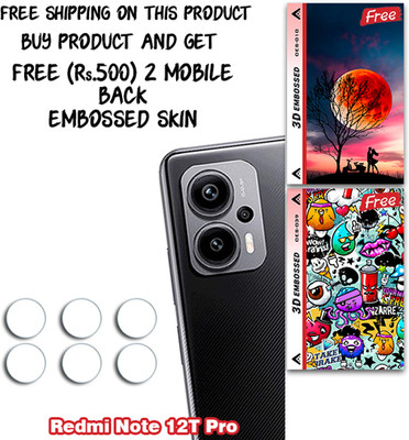 ARBAN Camera Lens Protector for Redmi Note 12T Pro WITH FREE 500 RUPEES 2 3D EMBOSSED SKIN FOR MOBILE BACK CS010(Pack of 3)
