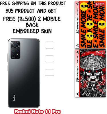 SOMTONE Camera Lens Protector for Redmi Note 11 Pro WITH FREE 500 RUPEES 2 3D EMBOSSED SKIN FOR MOBILE BACK CS172(Pack of 3)