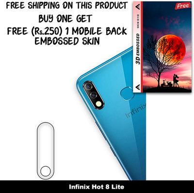 SOMTONE Camera Lens Protector for Infinix Hot 8 Lite FREE 1 3D EMBOSSED SKIN FOR MOBILE BACK WITH CUT C1S010(Pack of 1)
