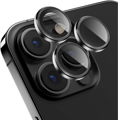 CaseDeal Back Camera Lens Glass Protector for Apple iPhone 12 Pro Max Camera Alloy Metal Ring Easy To Install (Black)(Pack of: 3)