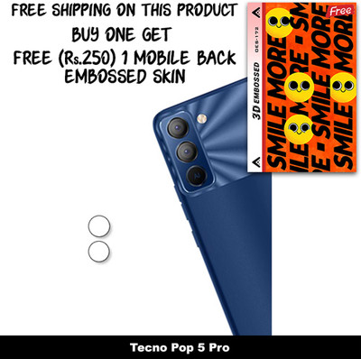 SOMTONE Camera Lens Protector for Tecno Pop 5 Pro FREE 1 3D EMBOSSED SKIN FOR MOBILE BACK WITH CUT C1S172(Pack of 1)