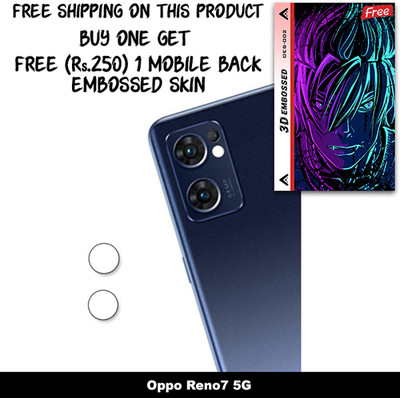 SOMTONE Camera Lens Protector for Oppo Reno7 5G FREE 1 3D EMBOSSED SKIN FOR MOBILE BACK WITH CUT C1S002(Pack of 1)