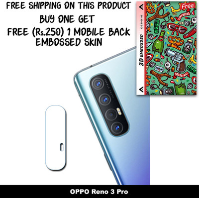 SOMTONE Camera Lens Protector for OPPO Reno 3 Pro FREE 1 3D EMBOSSED SKIN FOR MOBILE BACK WITH CUT C1S018(Pack of 1)