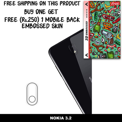 ARBAN Camera Lens Protector for NOKIA 3.2 FREE 1 3D EMBOSSED SKIN FOR MOBILE BACK WITH CUT C1S018(Pack of 1)