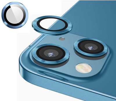 CaseDeal Back Camera Lens Glass Protector for Apple iPhone 14, iPhone 14 Plus Camera Alloy Metal Ring Easy To Install (Blue)(Pack of: 2)